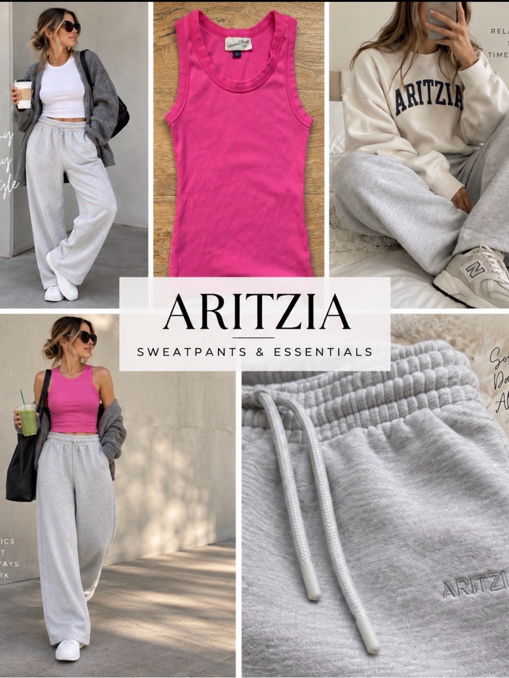 Aritzia 🔥CUTEST Wide Grey Sweatpants - Cozy Everyday Bottoms Sz XXS PriceFirm